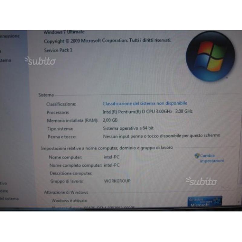 Pc ram 2 gb scheda video gt 8600 (512MB)