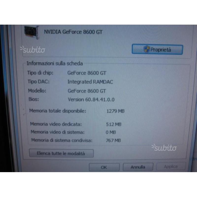 Pc ram 2 gb scheda video gt 8600 (512MB)