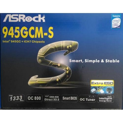 Scheda madre asrock 945GCM-S lga 775 con imballi