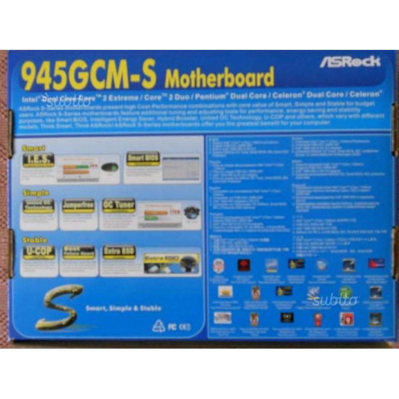 Scheda madre asrock 945GCM-S lga 775 con imballi