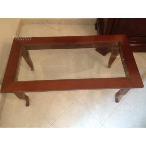 Tavolino in legno e vetro da salotto