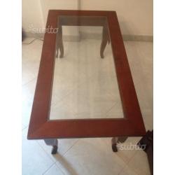 Tavolino in legno e vetro da salotto